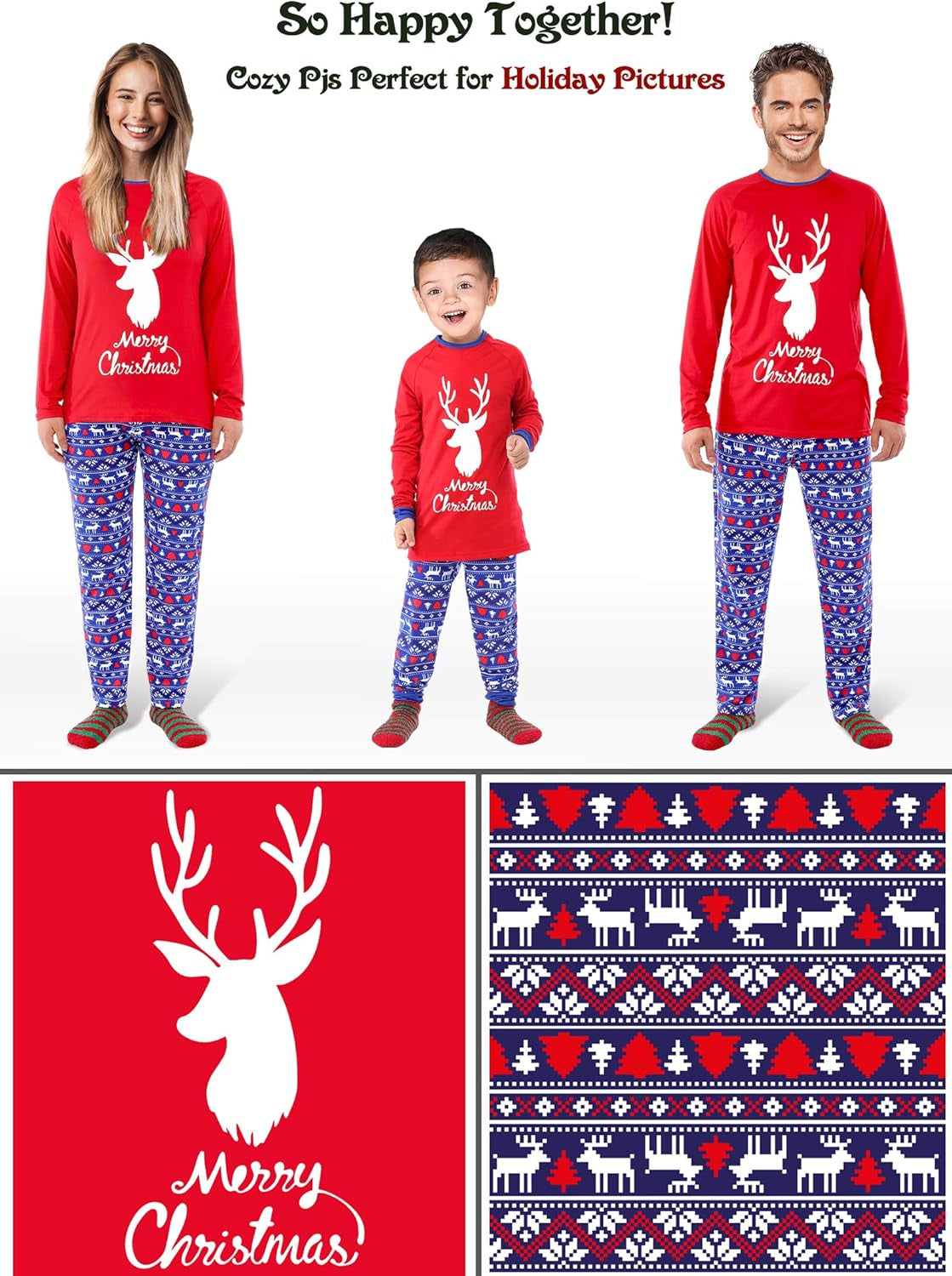with Christmas Socks Family Christmas Pajamas Matching Sets Xmas Pjs for Women Adult Men,Reindeer Kid 90(4T)