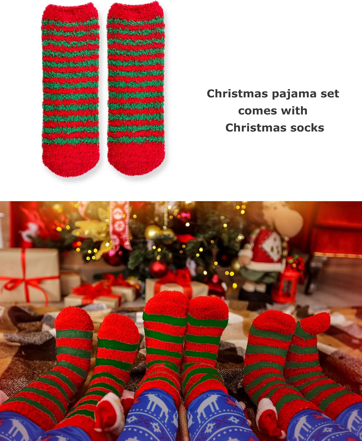 with Christmas Socks Family Christmas Pajamas Matching Sets Xmas Pjs for Women Adult Men,Reindeer Kid 90(4T)