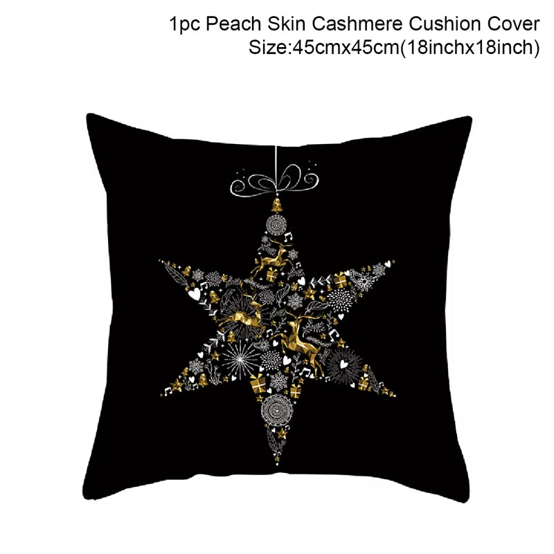 Merry Christmas Cushion Cover Ornaments Christmas Decoration for Home Cristmas Decor Noel Navidad New Year Gift 2023 Xmas Natal