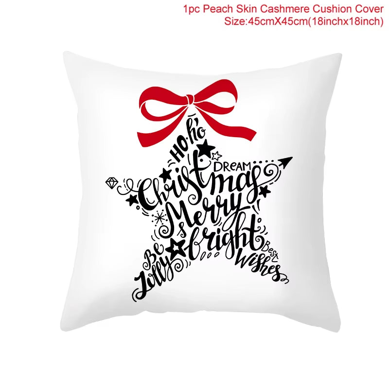 Merry Christmas Cushion Cover Ornaments Christmas Decoration for Home Cristmas Decor Noel Navidad New Year Gift 2023 Xmas Natal