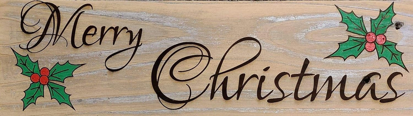 Feliz Navidad - Christmas Engraved Sign on Reclaimed Wood (Weathered, Feliz Navidad)