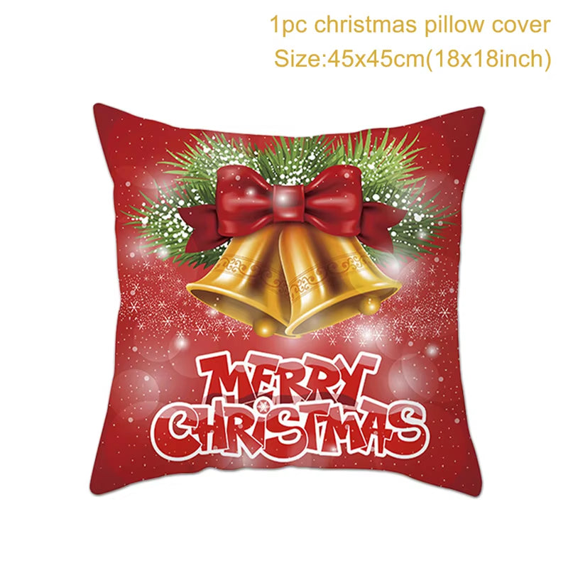 Merry Christmas Cushion Cover Ornaments Christmas Decoration for Home Cristmas Decor Noel Navidad New Year Gift 2023 Xmas Natal