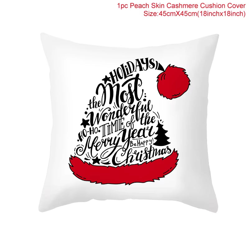 Merry Christmas Cushion Cover Ornaments Christmas Decoration for Home Cristmas Decor Noel Navidad New Year Gift 2023 Xmas Natal