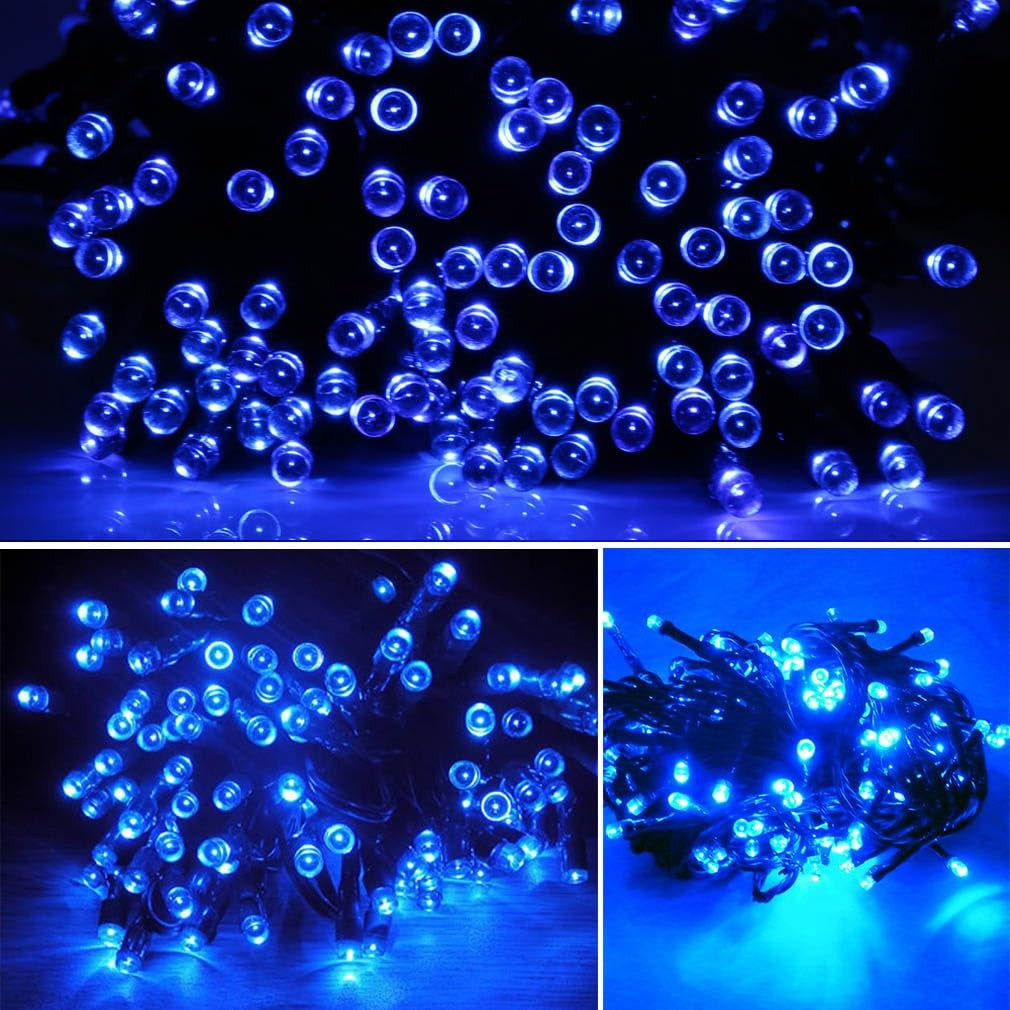 Guirnalda De Luces Solares Navideñas De 50 LED Y 22 Pies Con Energía Solar