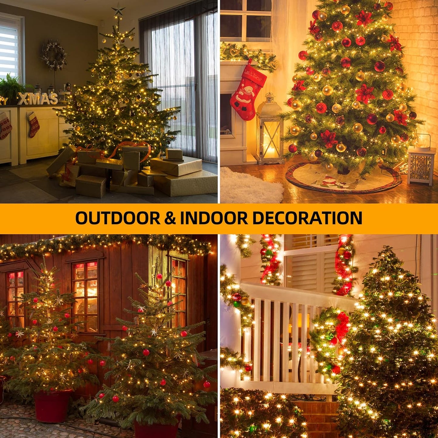 1000 LED 328Ft 8 Modes with Timer Christmas String Lights IP55 Outdoor Waterproof UL Certificated Indoor Fairy Lights Garden Patio Wedding Christma Trees Parties Decoration Warm White