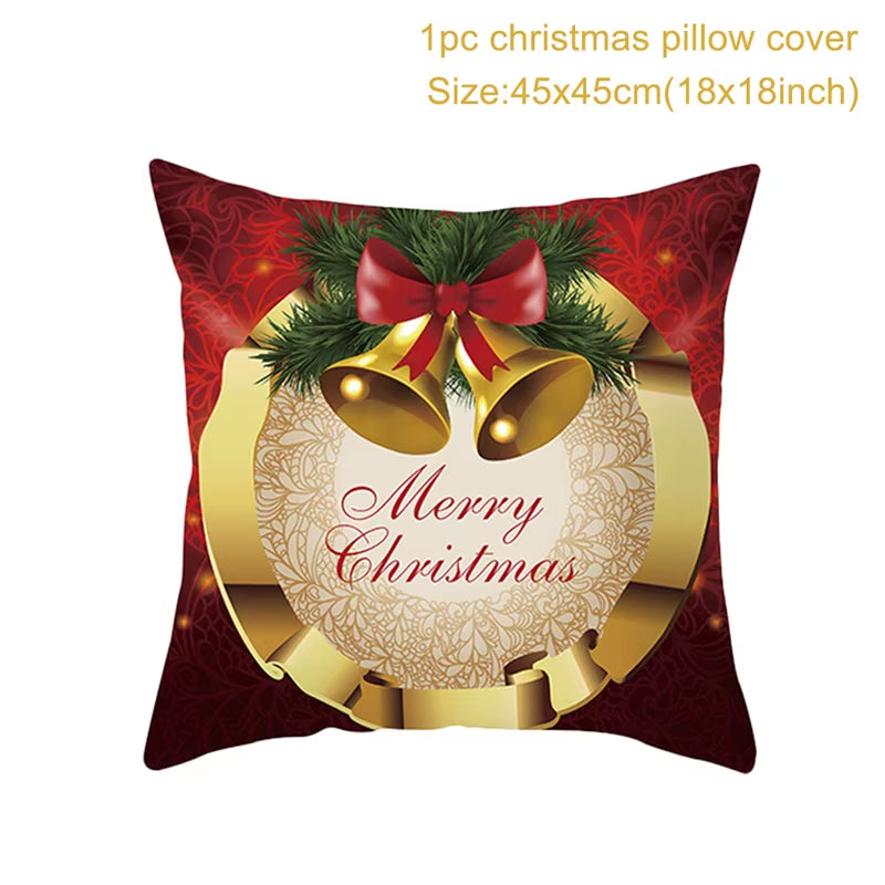 Merry Christmas Cushion Cover Ornaments Christmas Decoration for Home Cristmas Decor Noel Navidad New Year Gift 2023 Xmas Natal