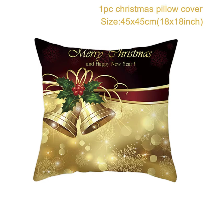 Merry Christmas Cushion Cover Ornaments Christmas Decoration for Home Cristmas Decor Noel Navidad New Year Gift 2023 Xmas Natal