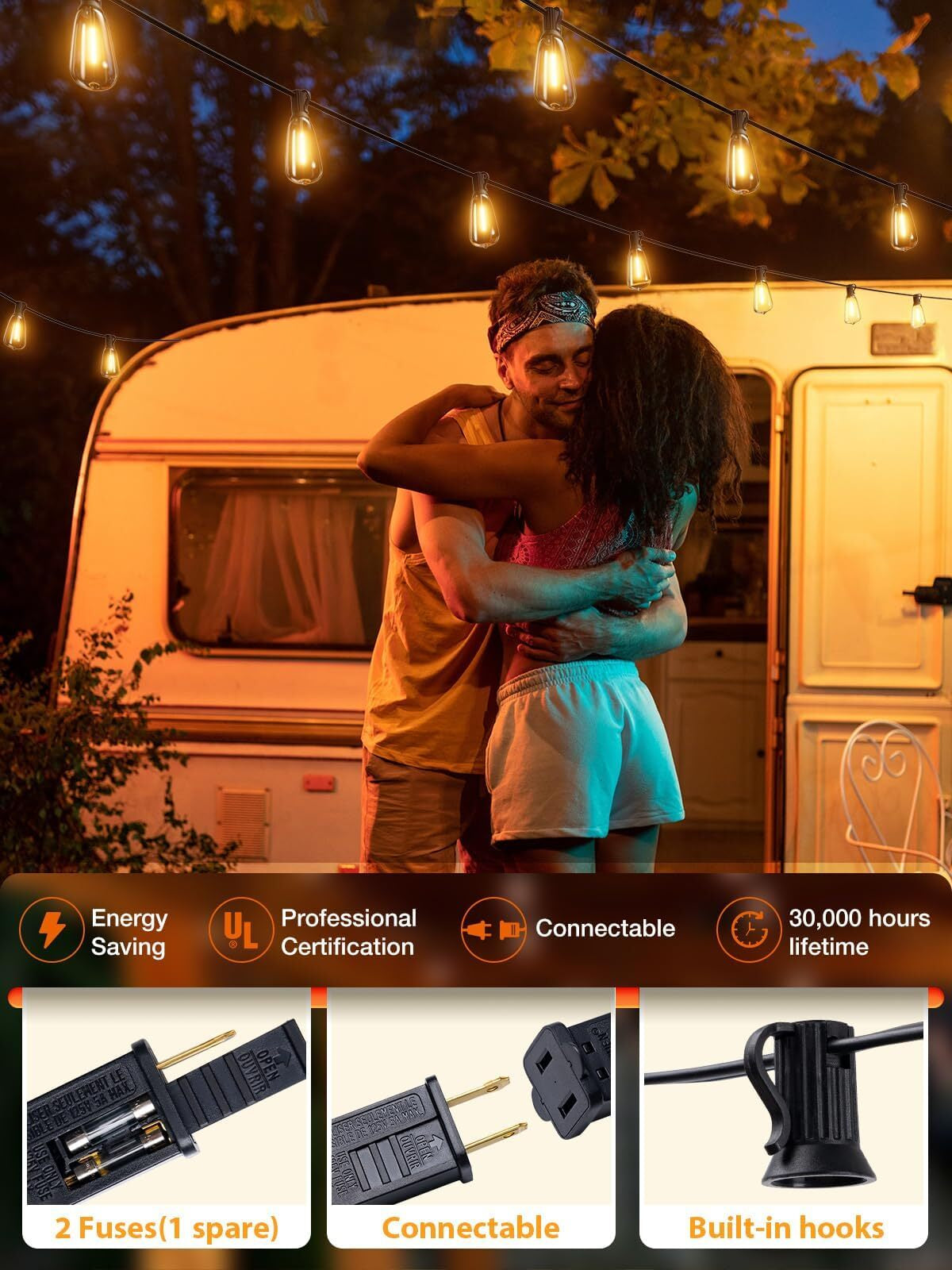 Luces De Cadena Para Exteriores De 150 Pies, Luces Impermeables Para Patio