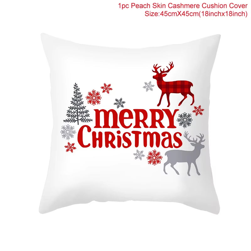 Merry Christmas Cushion Cover Ornaments Christmas Decoration for Home Cristmas Decor Noel Navidad New Year Gift 2023 Xmas Natal