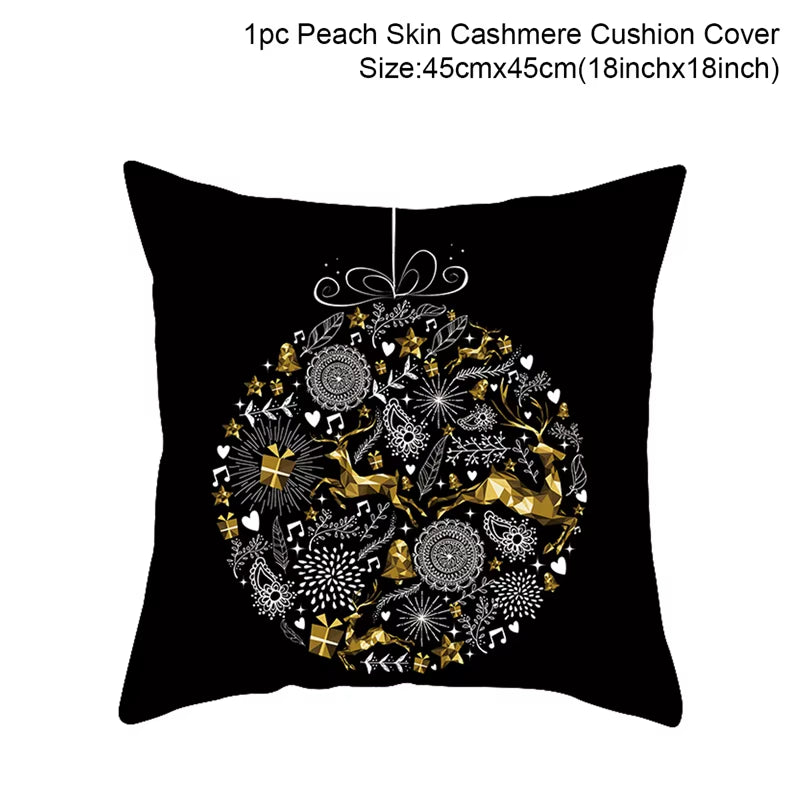 Merry Christmas Cushion Cover Ornaments Christmas Decoration for Home Cristmas Decor Noel Navidad New Year Gift 2023 Xmas Natal