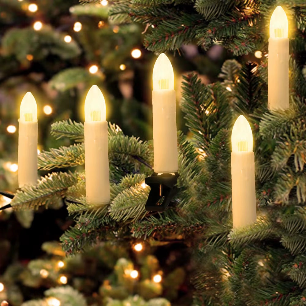 20PCS Candle String LED Clip-On Flameless Cone Candle Christmas Tree Decors