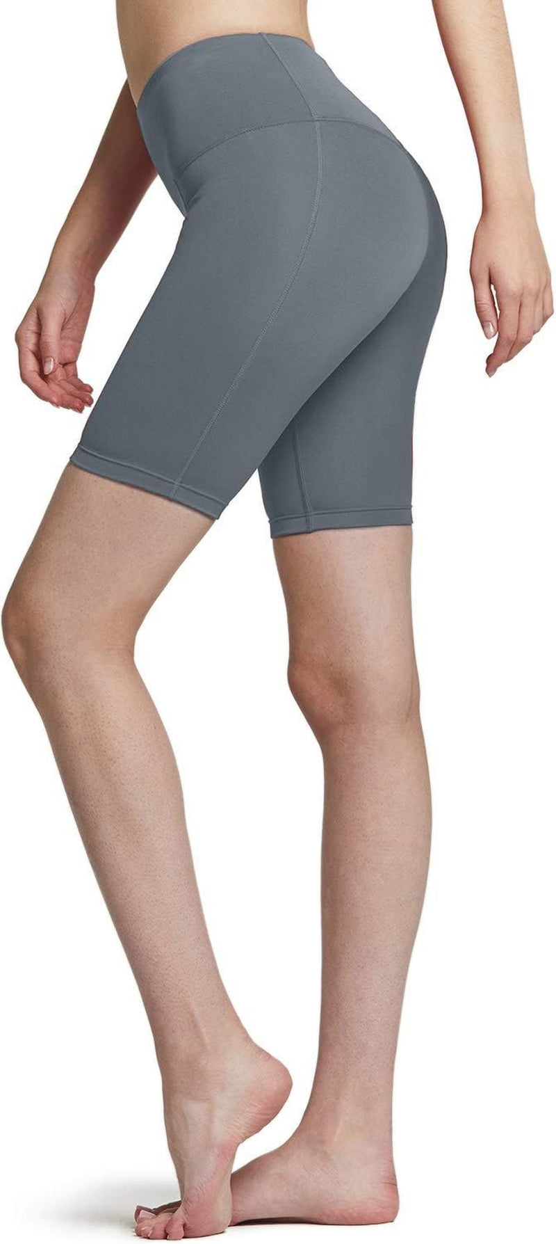 Women'S High Waist Yoga Shorts, Tummy Control Stretch Fabric with Pocket for Running, Workout and Exercise