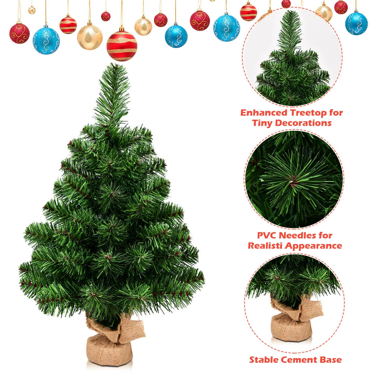 2Ft Artificial PVC Christmas Tree Holiday Season Decoration Home Decor