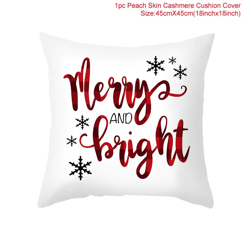 Merry Christmas Cushion Cover Ornaments Christmas Decoration for Home Cristmas Decor Noel Navidad New Year Gift 2023 Xmas Natal