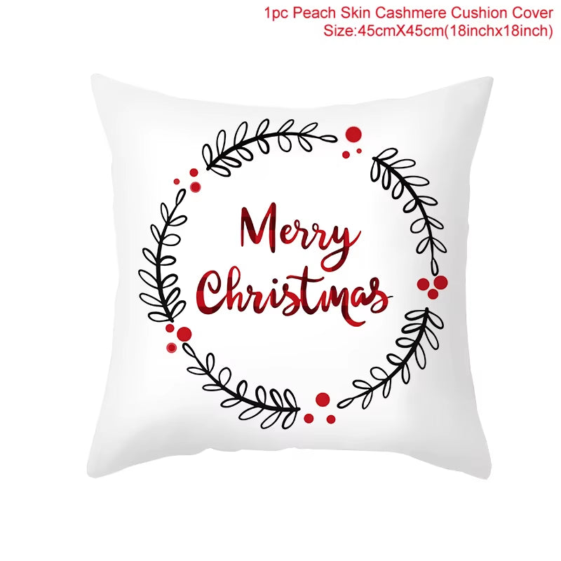 Merry Christmas Cushion Cover Ornaments Christmas Decoration for Home Cristmas Decor Noel Navidad New Year Gift 2023 Xmas Natal