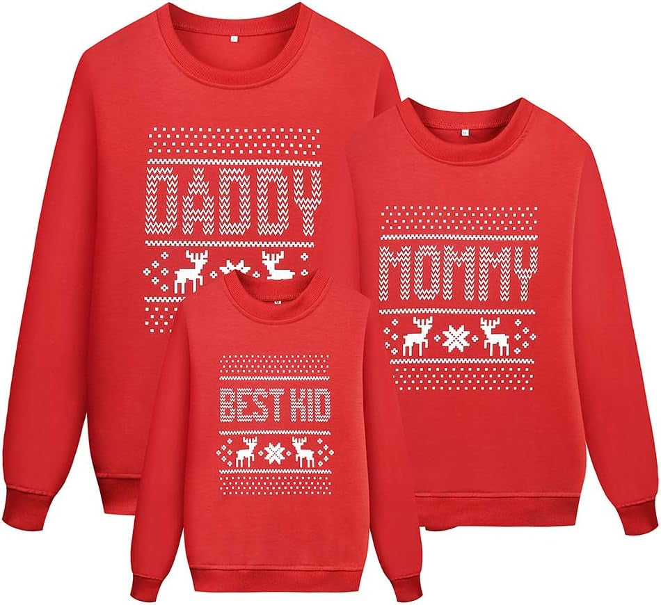 Reindeer Christmas Family Matching Sweatshirts Long Sleeve Christmas Top