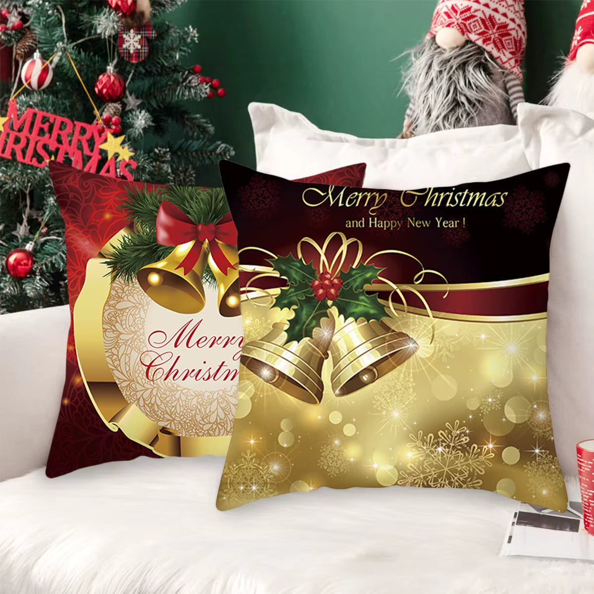 Merry Christmas Cushion Cover Ornaments Christmas Decoration for Home Cristmas Decor Noel Navidad New Year Gift 2023 Xmas Natal