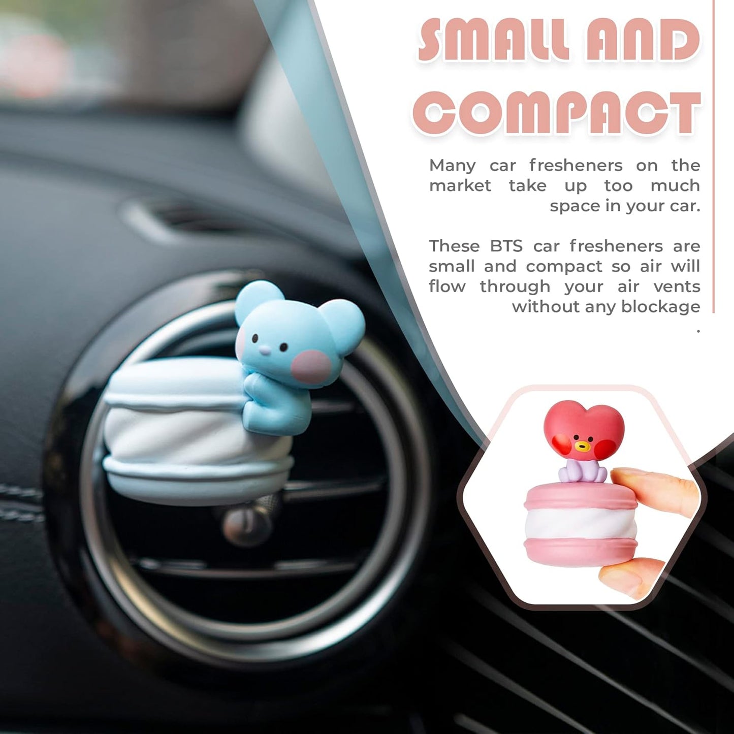 BTS Inspired Characters Car Air Fresheners, All Seven Characters with Their Own Cute Design, Cute and Compact Car Freshners (RJ)