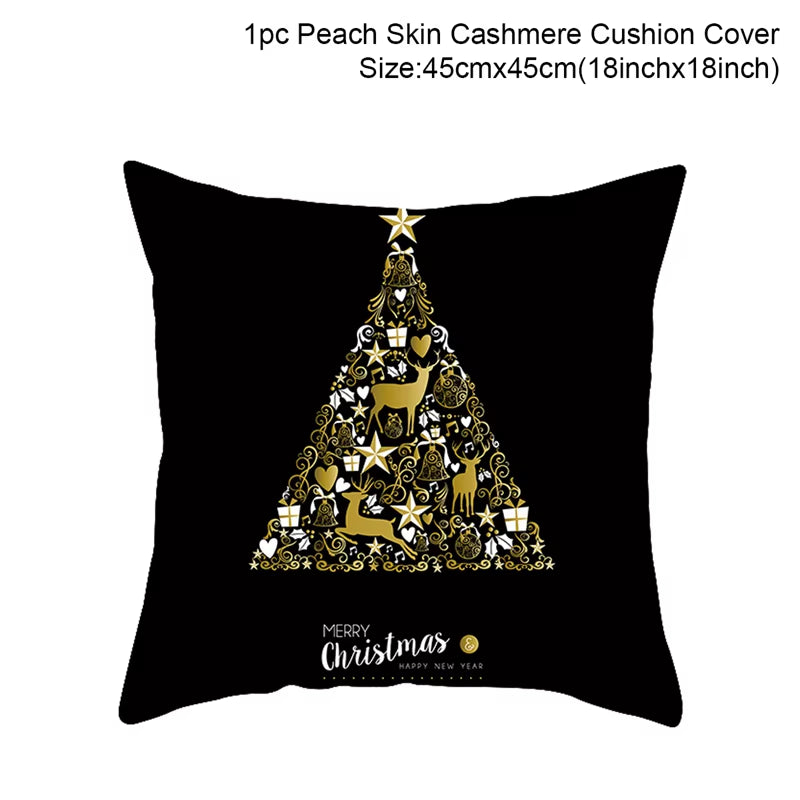 Merry Christmas Cushion Cover Ornaments Christmas Decoration for Home Cristmas Decor Noel Navidad New Year Gift 2023 Xmas Natal