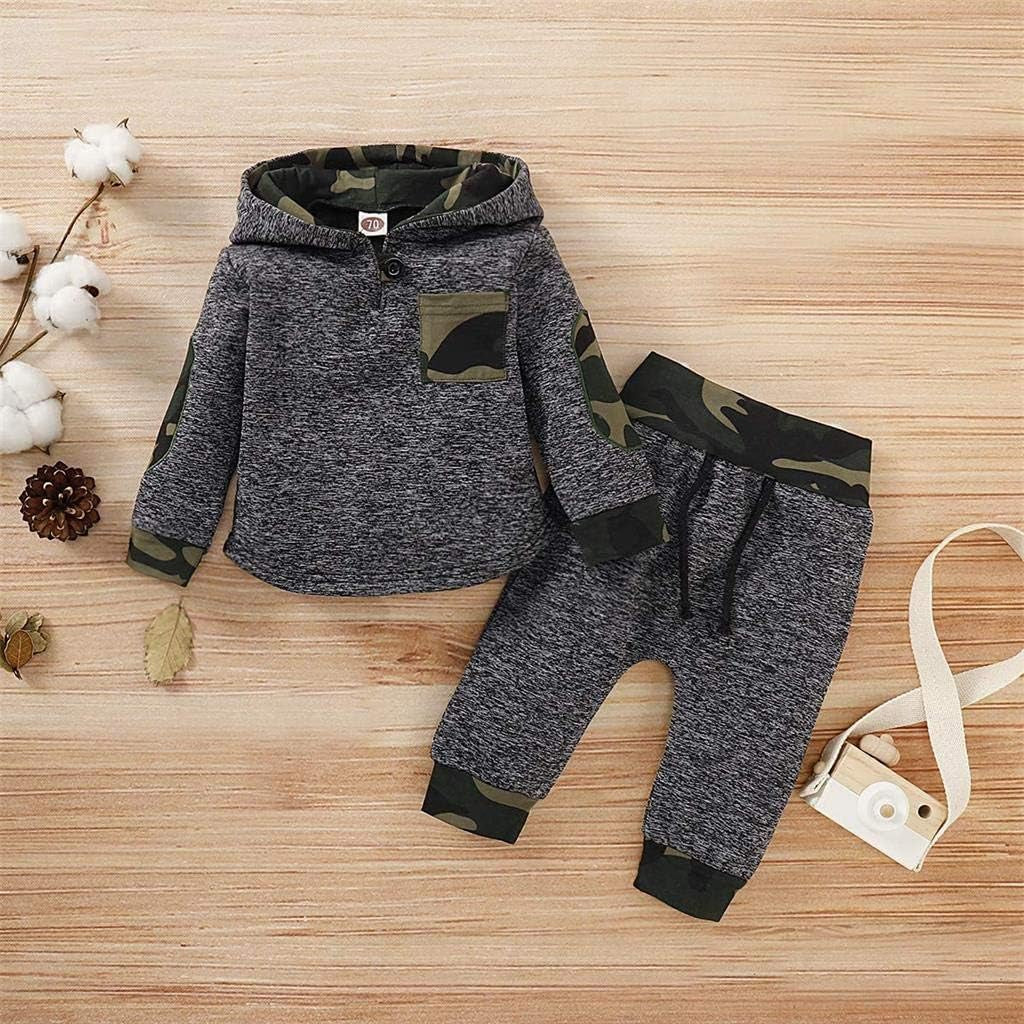 Toddler Baby Boy Fall Winter Clothes Plaid Long Sleeve Hoodie Sweatshirt Pants Set 2Pcs Infant Christmas Outfits 0-3T