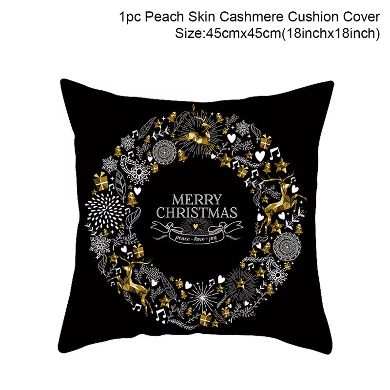 Merry Christmas Cushion Cover Ornaments Christmas Decoration for Home Cristmas Decor Noel Navidad New Year Gift 2023 Xmas Natal