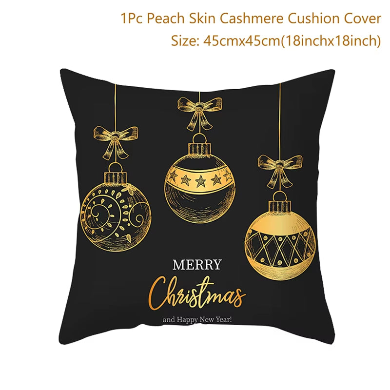 Merry Christmas Cushion Cover Ornaments Christmas Decoration for Home Cristmas Decor Noel Navidad New Year Gift 2023 Xmas Natal