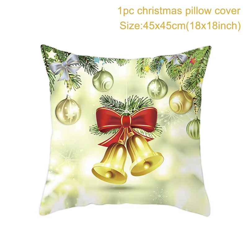 Merry Christmas Cushion Cover Ornaments Christmas Decoration for Home Cristmas Decor Noel Navidad New Year Gift 2023 Xmas Natal