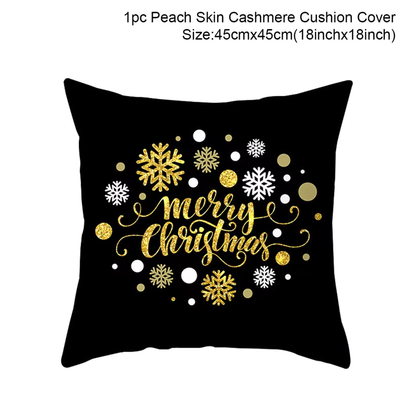 Merry Christmas Cushion Cover Ornaments Christmas Decoration for Home Cristmas Decor Noel Navidad New Year Gift 2023 Xmas Natal