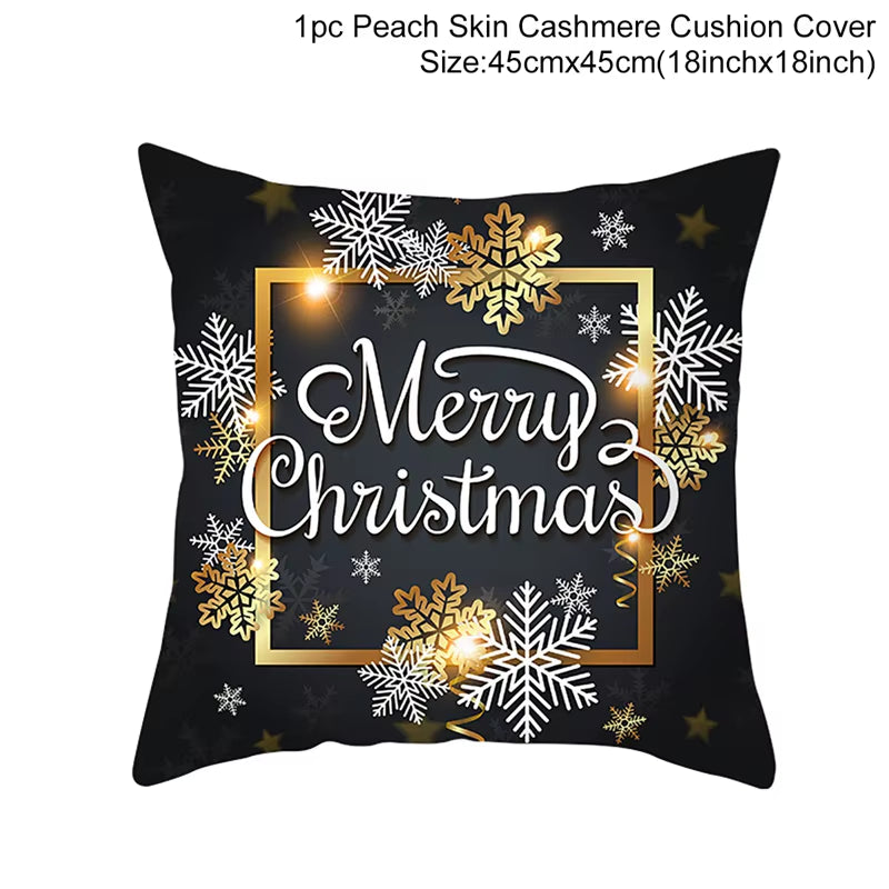 Merry Christmas Cushion Cover Ornaments Christmas Decoration for Home Cristmas Decor Noel Navidad New Year Gift 2023 Xmas Natal