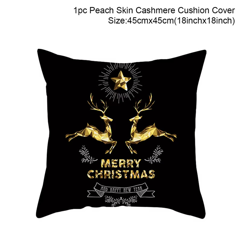 Merry Christmas Cushion Cover Ornaments Christmas Decoration for Home Cristmas Decor Noel Navidad New Year Gift 2023 Xmas Natal