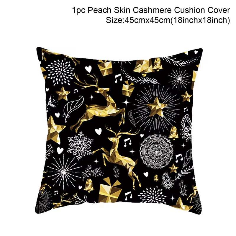 Merry Christmas Cushion Cover Ornaments Christmas Decoration for Home Cristmas Decor Noel Navidad New Year Gift 2023 Xmas Natal