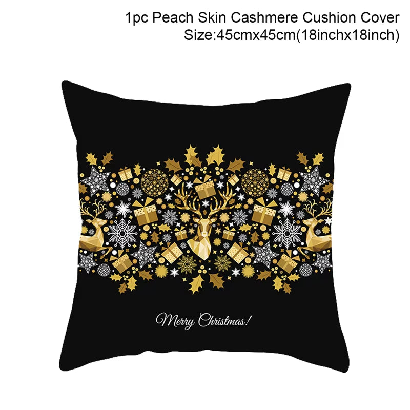 Merry Christmas Cushion Cover Ornaments Christmas Decoration for Home Cristmas Decor Noel Navidad New Year Gift 2023 Xmas Natal