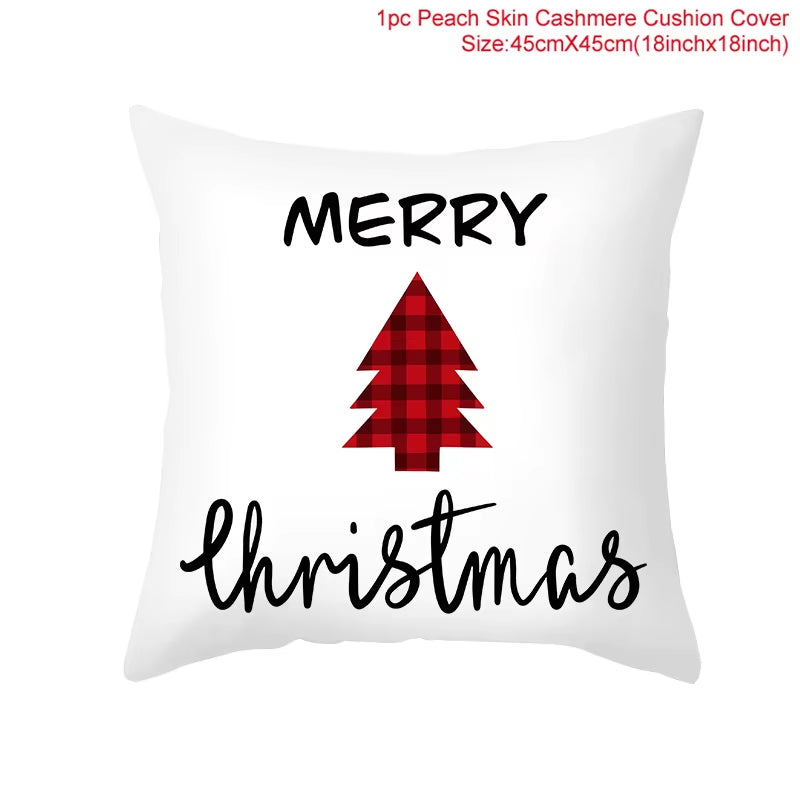 Merry Christmas Cushion Cover Ornaments Christmas Decoration for Home Cristmas Decor Noel Navidad New Year Gift 2023 Xmas Natal