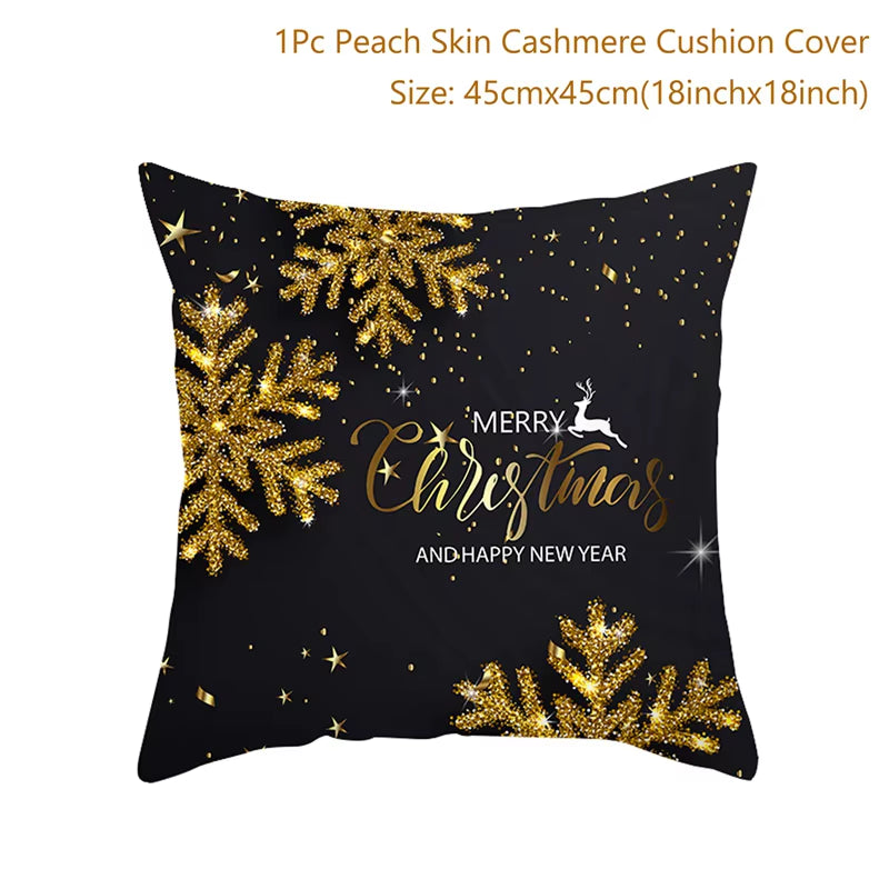 Merry Christmas Cushion Cover Ornaments Christmas Decoration for Home Cristmas Decor Noel Navidad New Year Gift 2023 Xmas Natal