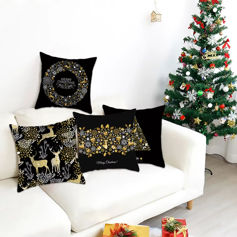 Merry Christmas Cushion Cover Ornaments Christmas Decoration for Home Cristmas Decor Noel Navidad New Year Gift 2023 Xmas Natal