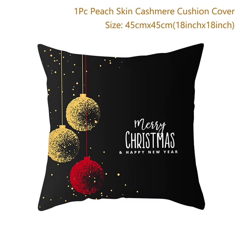 Merry Christmas Cushion Cover Ornaments Christmas Decoration for Home Cristmas Decor Noel Navidad New Year Gift 2023 Xmas Natal