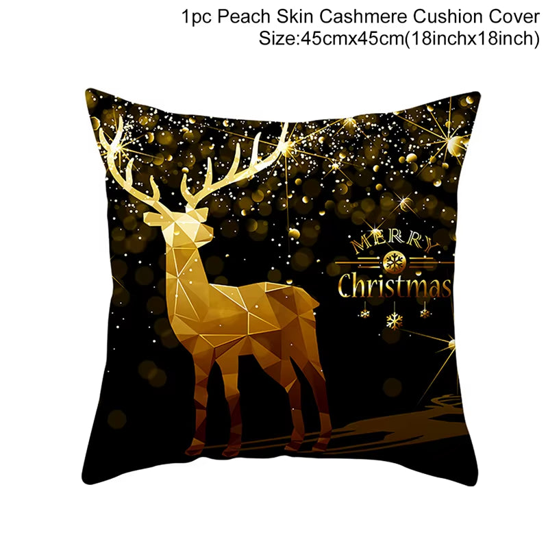 Merry Christmas Cushion Cover Ornaments Christmas Decoration for Home Cristmas Decor Noel Navidad New Year Gift 2023 Xmas Natal