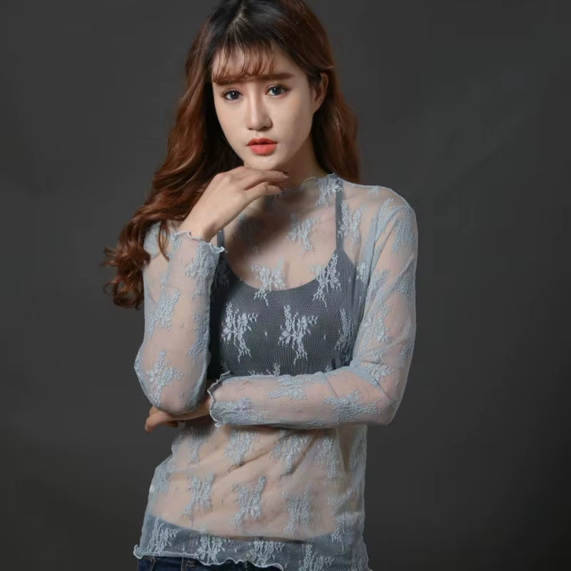 Women Sexy Harajuku Mesh Tops Net See through T Shirt Transparent Undershirt Star Base Top Camisas Femininas Clubwear