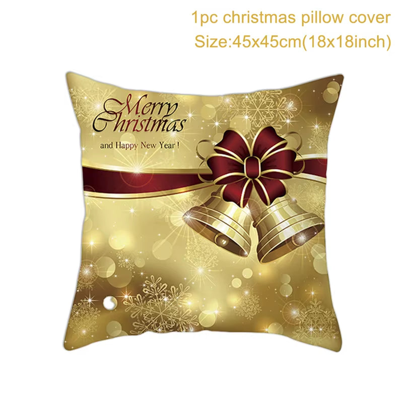 Merry Christmas Cushion Cover Ornaments Christmas Decoration for Home Cristmas Decor Noel Navidad New Year Gift 2023 Xmas Natal