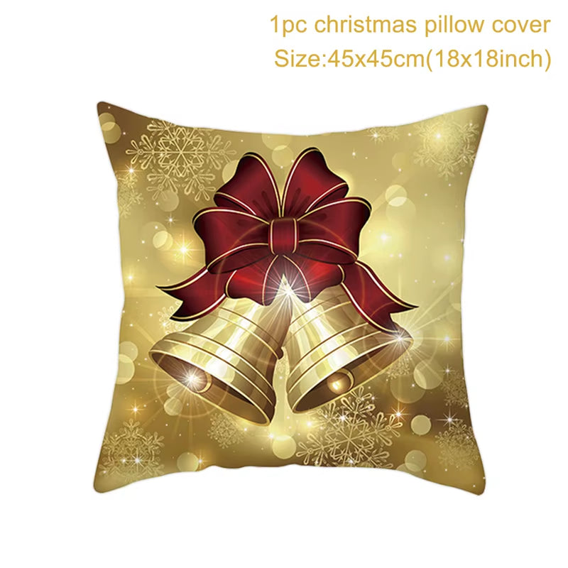 Merry Christmas Cushion Cover Ornaments Christmas Decoration for Home Cristmas Decor Noel Navidad New Year Gift 2023 Xmas Natal