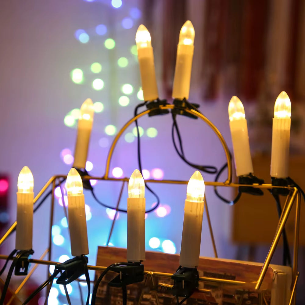 20PCS Candle String LED Clip-On Flameless Cone Candle Christmas Tree Decors
