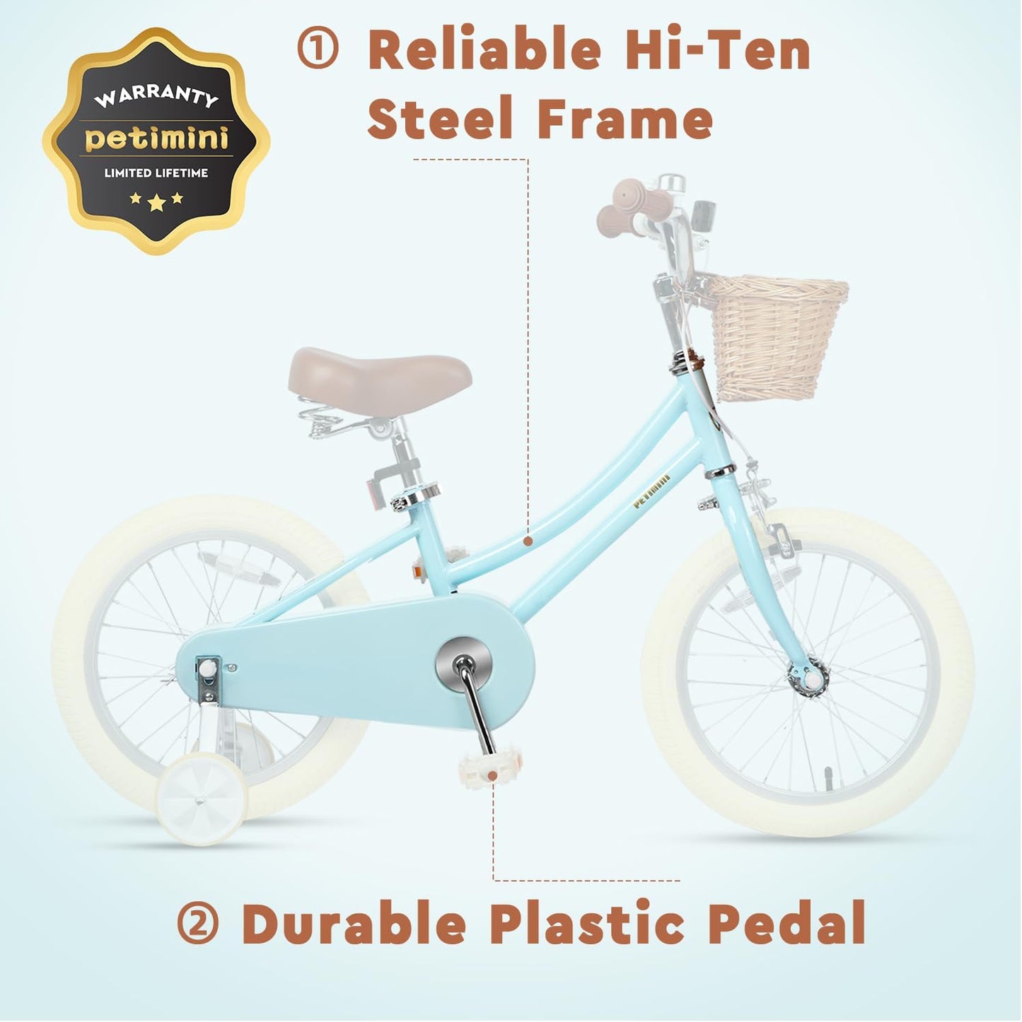 Girls Bike with Basket for 2-12 Years Old Kids, 12 14 16 18 20 Inch Bicycle with Bell Training Wheels, Multiple Colors