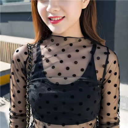 Women Sexy Harajuku Mesh Tops Net See through T Shirt Transparent Undershirt Star Base Top Camisas Femininas Clubwear