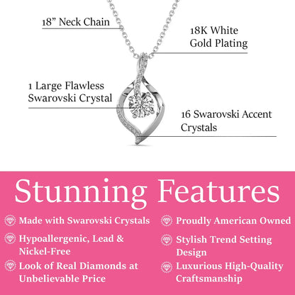 Sabrina 18K White Gold Plated Pendant Necklace with Swarovski Crystals Gift for Women