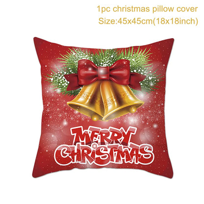 Merry Christmas Cushion Cover Ornaments Christmas Decoration for Home Cristmas Decor Noel Navidad New Year Gift 2023 Xmas Natal