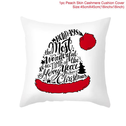 Merry Christmas Cushion Cover Ornaments Christmas Decoration for Home Cristmas Decor Noel Navidad New Year Gift 2023 Xmas Natal