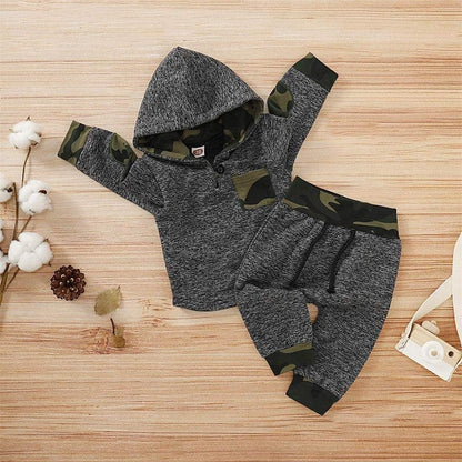 Toddler Baby Boy Fall Winter Clothes Plaid Long Sleeve Hoodie Sweatshirt Pants Set 2Pcs Infant Christmas Outfits 0-3T
