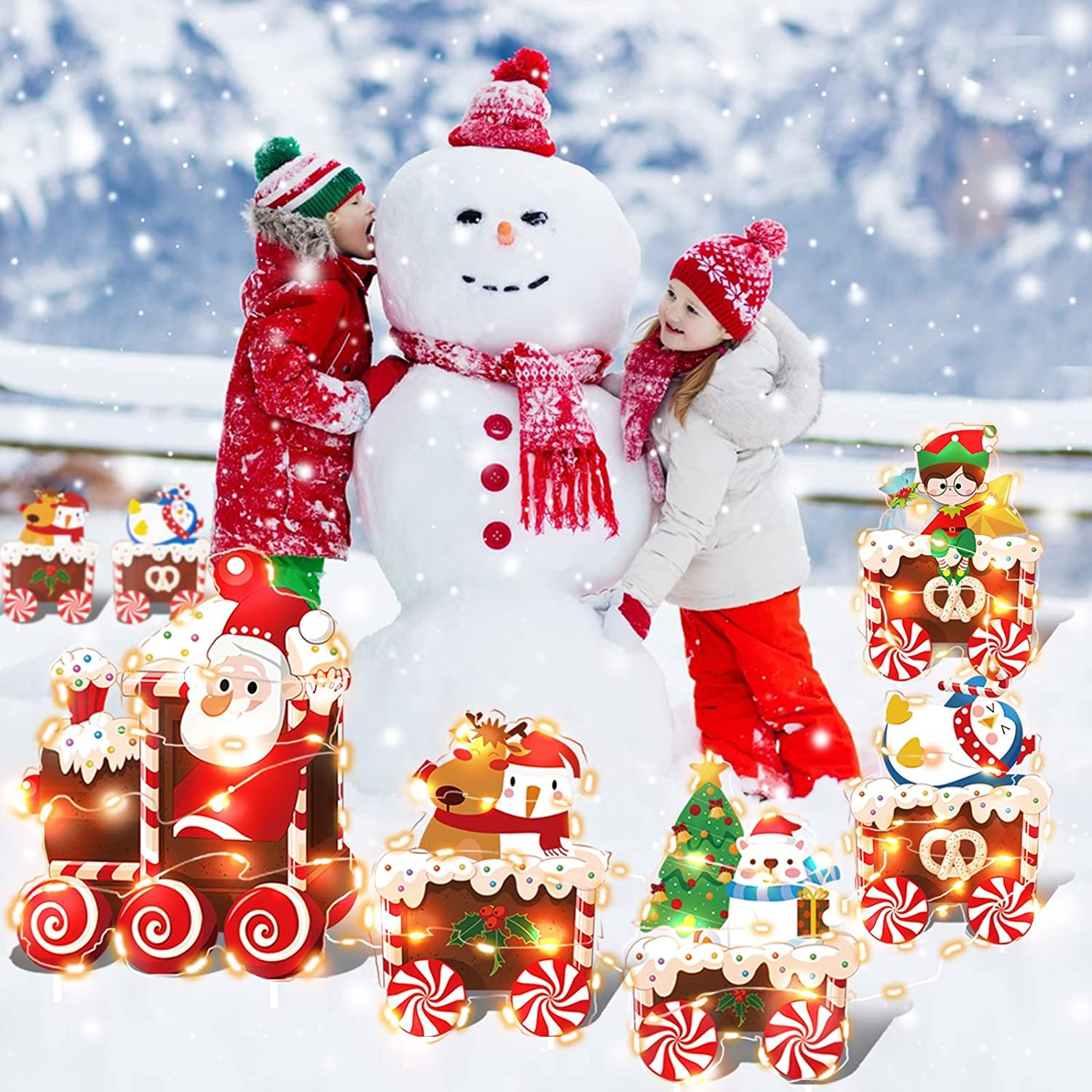 Letreros De Navidad Para Patio Con Luces LED Arbol De Navidad Papa Noel Elfo