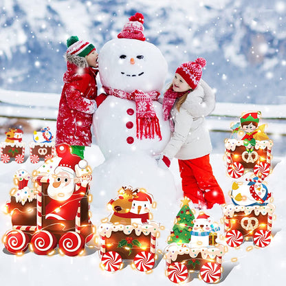 Letreros De Navidad Para Patio Con Luces LED Arbol De Navidad Papa Noel Elfo
