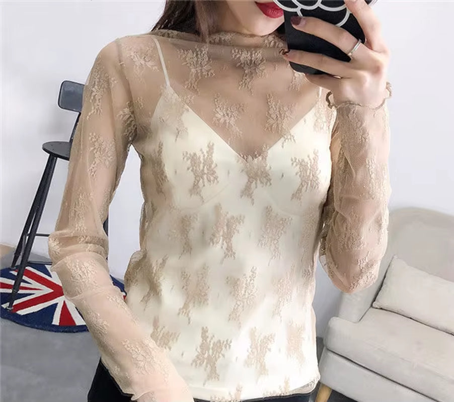 Women Sexy Harajuku Mesh Tops Net See through T Shirt Transparent Undershirt Star Base Top Camisas Femininas Clubwear